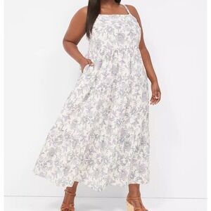 NEW Lane Bryant Womens Cami Smocked Maxi Sundress Size‎ 22 Floral Cotton Cottage